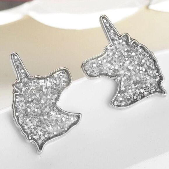 (H3) Sparkly Unicorn Earrings - Picture 3 of 4